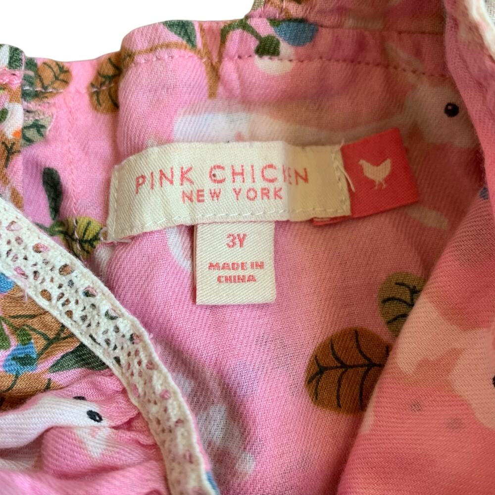 Pink Chicken Bunny Rabbit Print Dress - Picture 3 of 10